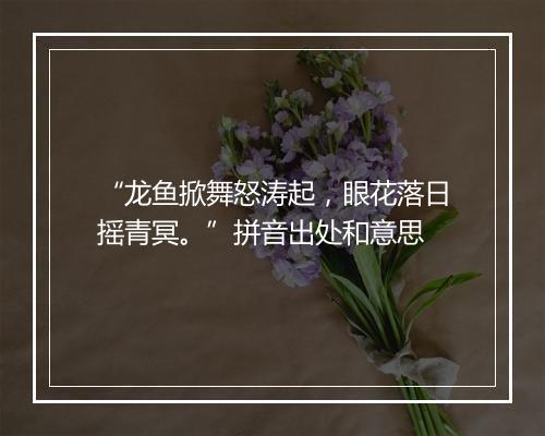 “龙鱼掀舞怒涛起，眼花落日摇青冥。”拼音出处和意思