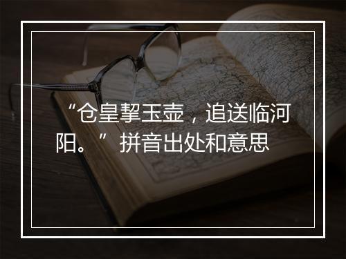 “仓皇挈玉壶，追送临河阳。”拼音出处和意思