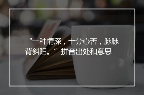 “一种情深，十分心苦，脉脉背斜阳。”拼音出处和意思