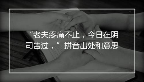 “老夫疼痛不止，今日在阴司告过，”拼音出处和意思