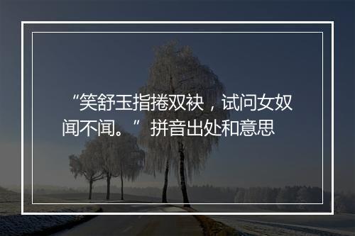 “笑舒玉指捲双袂，试问女奴闻不闻。”拼音出处和意思