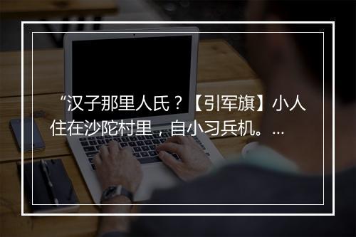 “汉子那里人氏？【引军旗】小人住在沙陀村里，自小习兵机。”拼音出处和意思