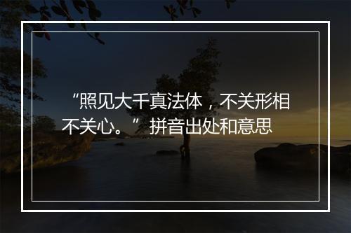 “照见大千真法体，不关形相不关心。”拼音出处和意思