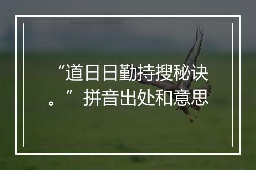 “道日日勤持搜秘诀。”拼音出处和意思