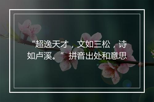 “超逸天才，文如三松，诗如卢溪。”拼音出处和意思