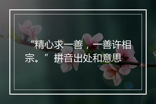 “精心求一善，一善许相宗。”拼音出处和意思