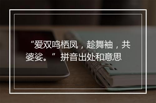 “爱双鸣栖凤，趁舞袖，共婆娑。”拼音出处和意思