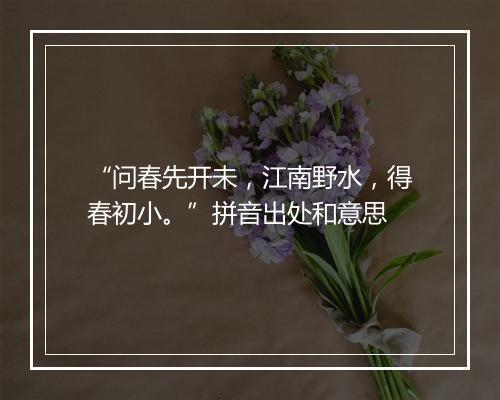 “问春先开未，江南野水，得春初小。”拼音出处和意思