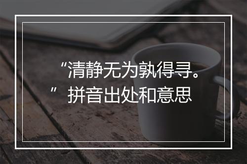 “清静无为孰得寻。”拼音出处和意思