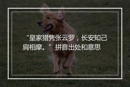 “皇家猎隽张云罗，长安知己肩相摩。”拼音出处和意思