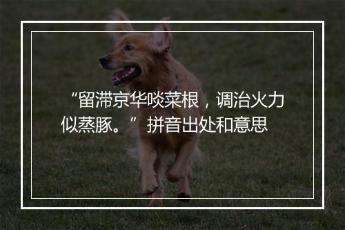 “留滞京华啖菜根，调治火力似蒸豚。”拼音出处和意思