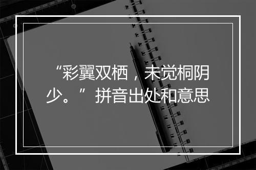 “彩翼双栖，未觉桐阴少。”拼音出处和意思