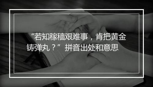 “若知稼穑艰难事，肯把黄金铸弹丸？”拼音出处和意思