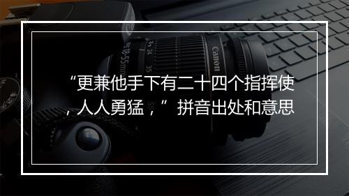 “更兼他手下有二十四个指挥使，人人勇猛，”拼音出处和意思