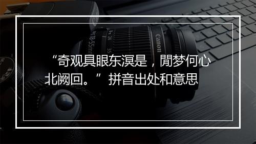 “奇观具眼东溟是，閒梦何心北阙回。”拼音出处和意思