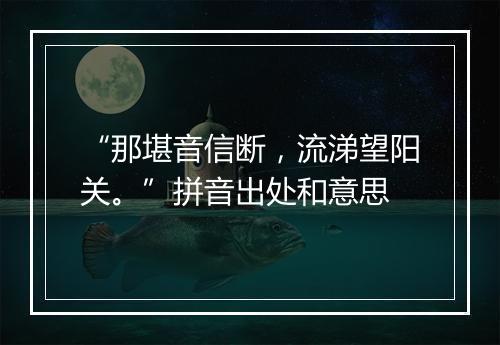 “那堪音信断，流涕望阳关。”拼音出处和意思