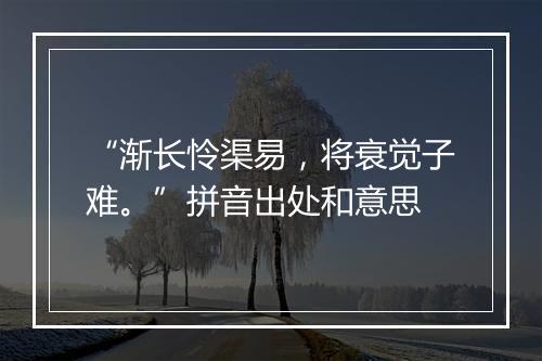 “渐长怜渠易，将衰觉子难。”拼音出处和意思