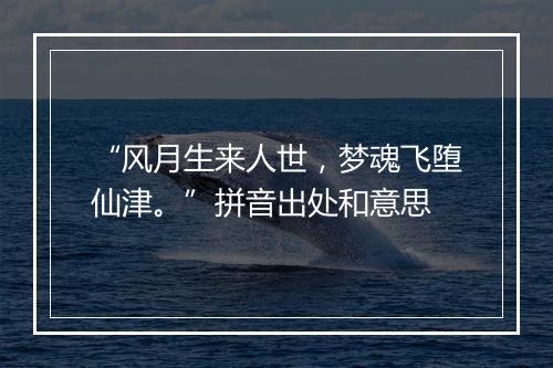 “风月生来人世，梦魂飞堕仙津。”拼音出处和意思