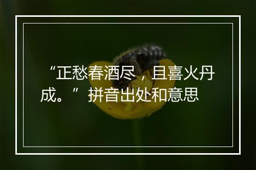 “正愁春酒尽，且喜火丹成。”拼音出处和意思