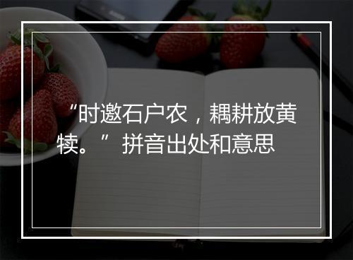 “时邀石户农，耦耕放黄犊。”拼音出处和意思