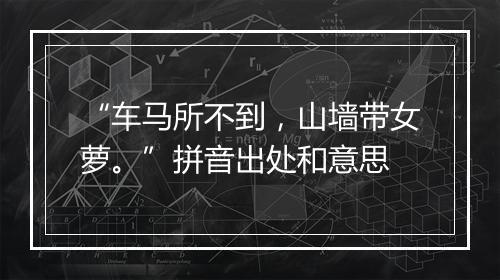 “车马所不到，山墙带女萝。”拼音出处和意思