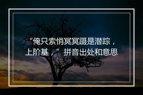 “俺只索悄冥冥蹑是潜踪，上阶基，”拼音出处和意思