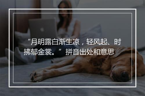 “月明露白渐生凉，轻风起、时拂郁金裳。”拼音出处和意思