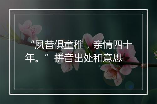 “夙昔俱童稚，亲情四十年。”拼音出处和意思