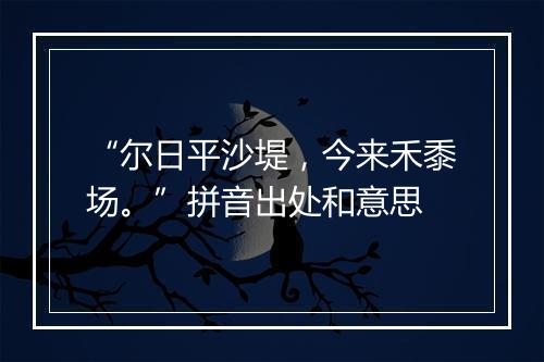 “尔日平沙堤，今来禾黍场。”拼音出处和意思