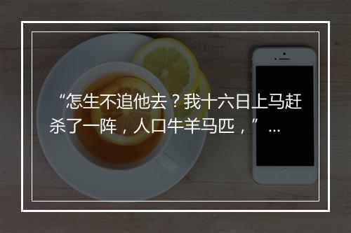 “怎生不追他去？我十六日上马赶杀了一阵，人口牛羊马匹，”拼音出处和意思