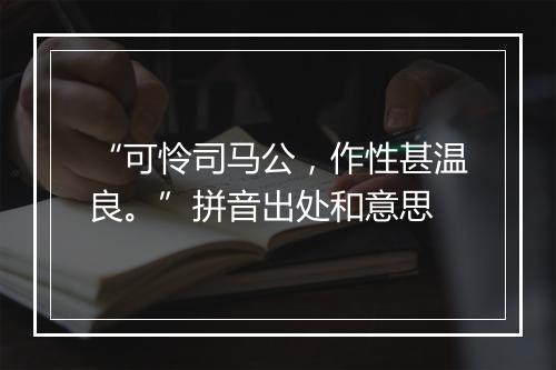 “可怜司马公，作性甚温良。”拼音出处和意思