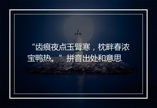 “齿痕夜点玉臂寒，枕畔春浓宝鸭热。”拼音出处和意思