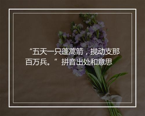 “五天一只蓬蒿箭，搅动支那百万兵。”拼音出处和意思