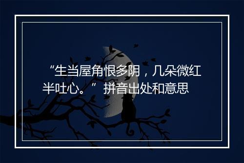 “生当屋角恨多阴，几朵微红半吐心。”拼音出处和意思