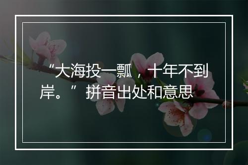 “大海投一瓢，十年不到岸。”拼音出处和意思