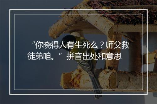 “你晓得人有生死么？师父救徒弟咱。”拼音出处和意思