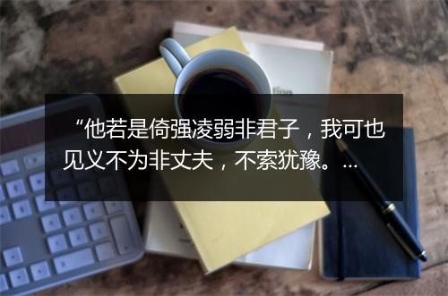 “他若是倚强凌弱非君子，我可也见义不为非丈夫，不索犹豫。”拼音出处和意思