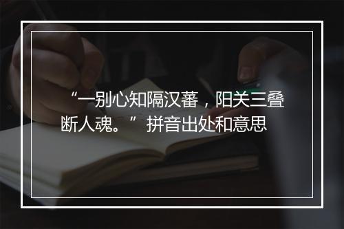 “一别心知隔汉蕃，阳关三叠断人魂。”拼音出处和意思