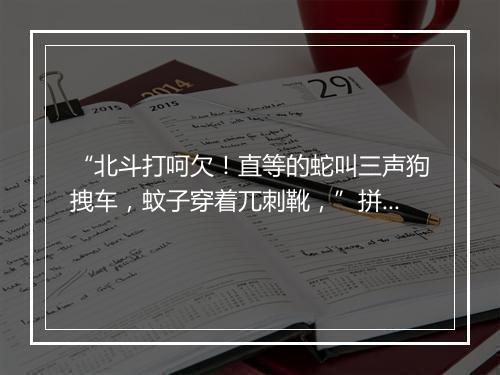 “北斗打呵欠！直等的蛇叫三声狗拽车，蚊子穿着兀刺靴，”拼音出处和意思