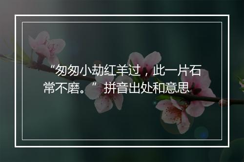 “匆匆小劫红羊过，此一片石常不磨。”拼音出处和意思