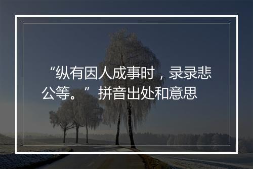 “纵有因人成事时，录录悲公等。”拼音出处和意思