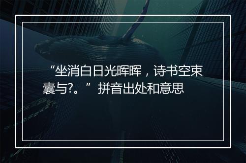 “坐消白日光晖晖，诗书空束囊与?。”拼音出处和意思