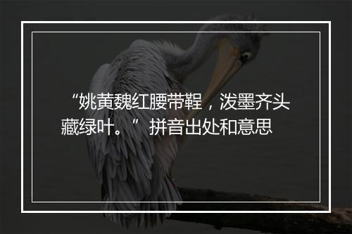 “姚黄魏红腰带鞓，泼墨齐头藏绿叶。”拼音出处和意思