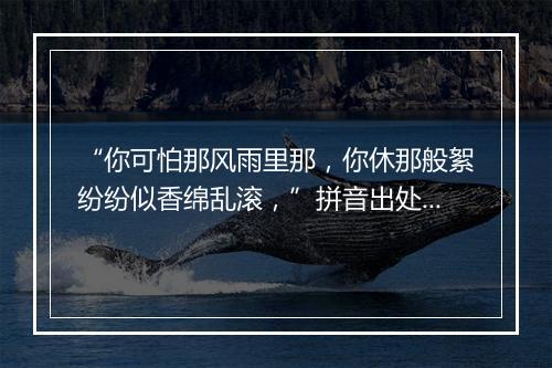 “你可怕那风雨里那，你休那般絮纷纷似香绵乱滚，”拼音出处和意思