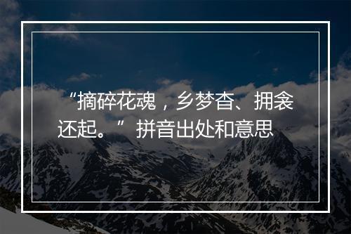 “摘碎花魂，乡梦杳、拥衾还起。”拼音出处和意思