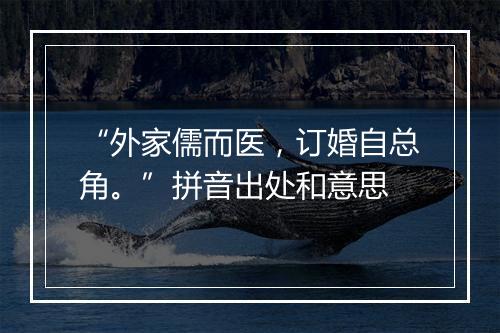 “外家儒而医，订婚自总角。”拼音出处和意思