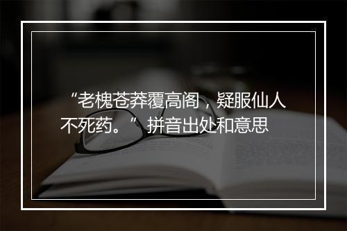 “老槐苍莽覆高阁，疑服仙人不死药。”拼音出处和意思