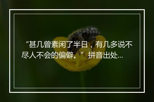 “甚几曾素闲了半日，有几多说不尽人不会的偏僻。”拼音出处和意思