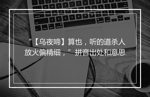 “【乌夜啼】算也，听的道杀人放火偏精细，”拼音出处和意思