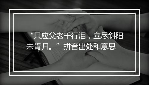 “只应父老千行泪，立尽斜阳未肯归。”拼音出处和意思